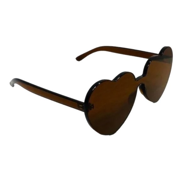 B19-3: BROWN Acrylic Heart Sunglasses - Picture 3 of 4
